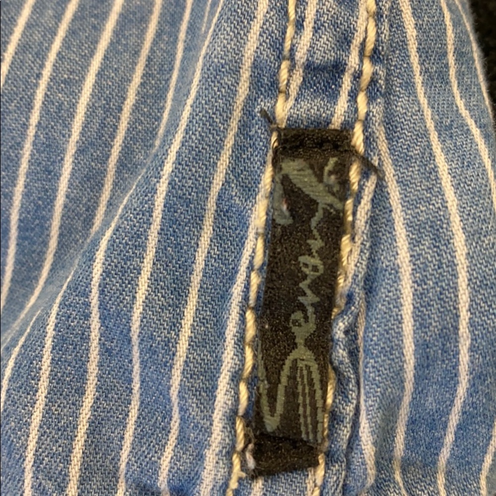 Seven 7 Striped Denim Shirt - Size Small - Picture 8 of 11